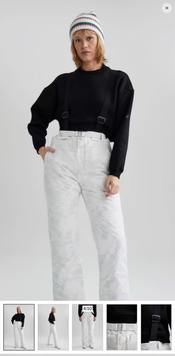 Kadın Beyaz Bağlamalı Kayak Pantolonu - Görsel 2