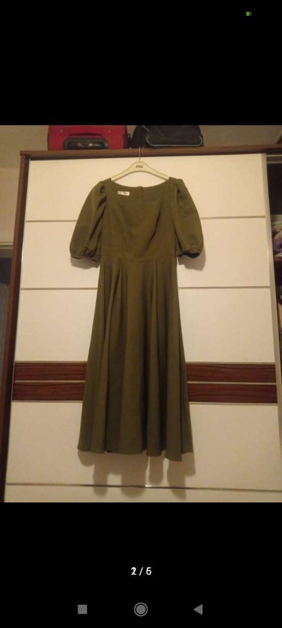 Kadın Haki Uzun Piliseli Elbise bidolu marka - Görsel 2