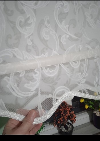 Beyaz İşlemeli Fon Perde tül 1 adet 180 - Görsel 2