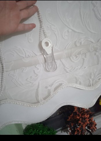 İşlemeli Beyaz Perde bir adet 155cm - Görsel 3