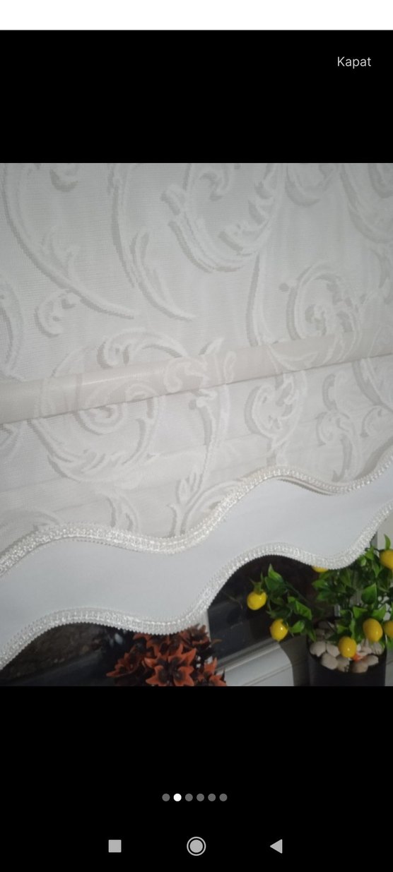 İşlemeli Beyaz Perde bir adet 155cm - Görsel 2