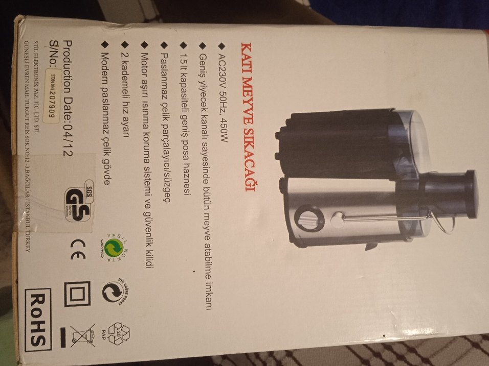 Gri Renkli Katı Meyve Sıkacağı sıfır ürün kutusunda - Görsel 4