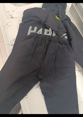 Kız Çocuk Siyah Kapüşonlu Oversize Eşofman Takımı - Görsel 7