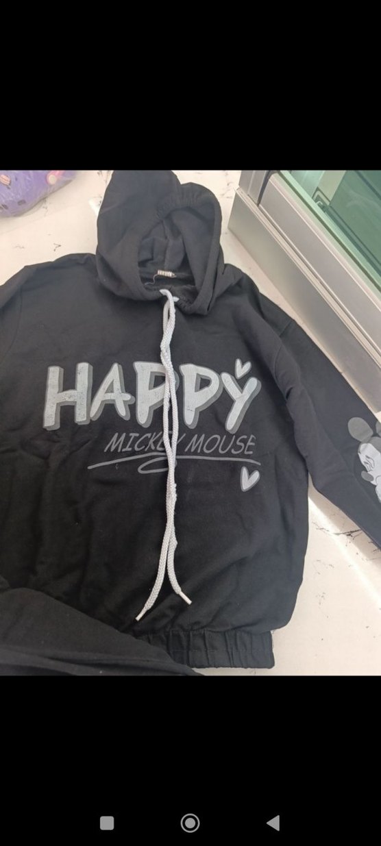 Kız Çocuk Siyah Kapüşonlu Oversize Eşofman Takımı - Görsel 4