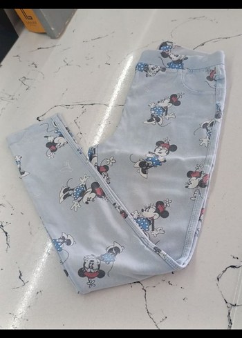 Kız Çocuk Gri Baskılı Denim Tayt - Görsel 3