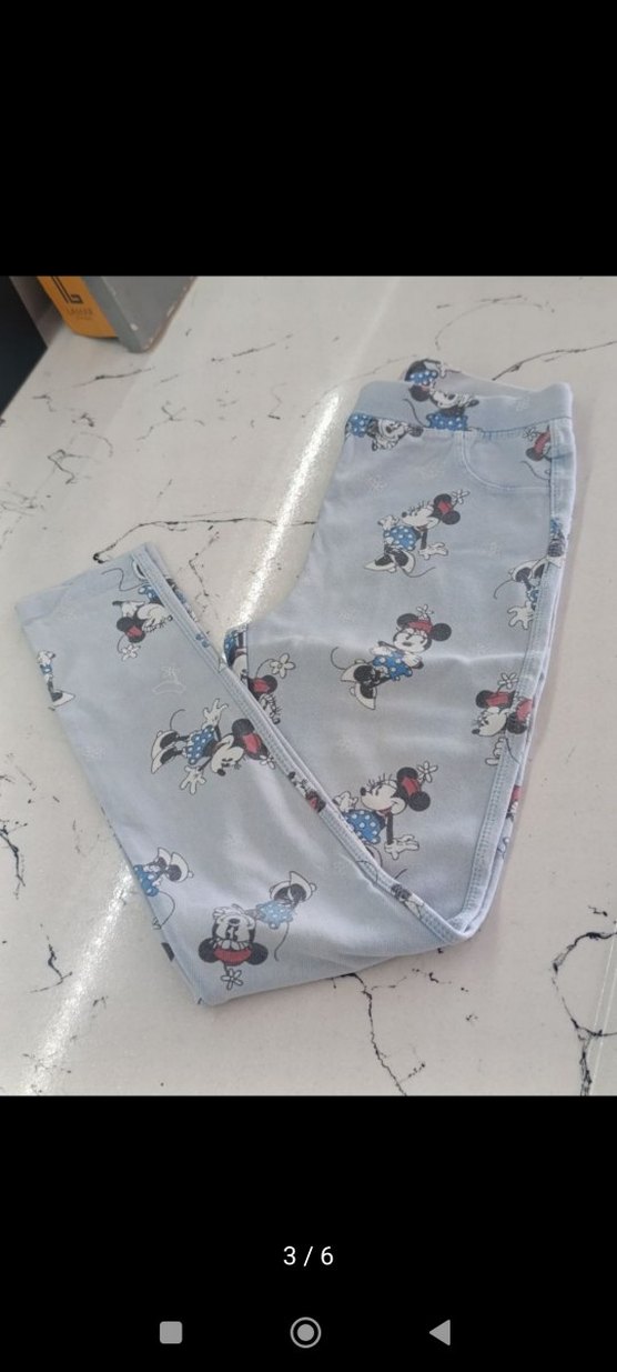 Kız Çocuk Gri Baskılı Denim Tayt - Görsel 3