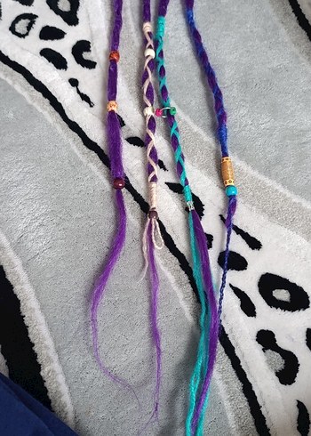 Rasta Mor Püsküllü Örgülü Saç Aksesuarı - Görsel 3