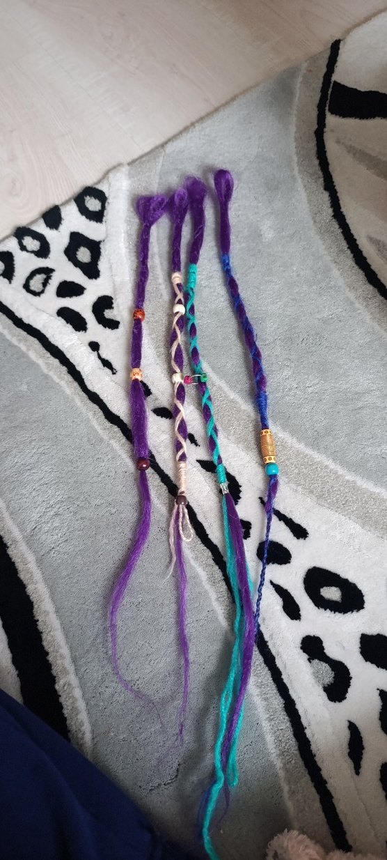 Rasta Mor Püsküllü Örgülü Saç Aksesuarı - Görsel 2