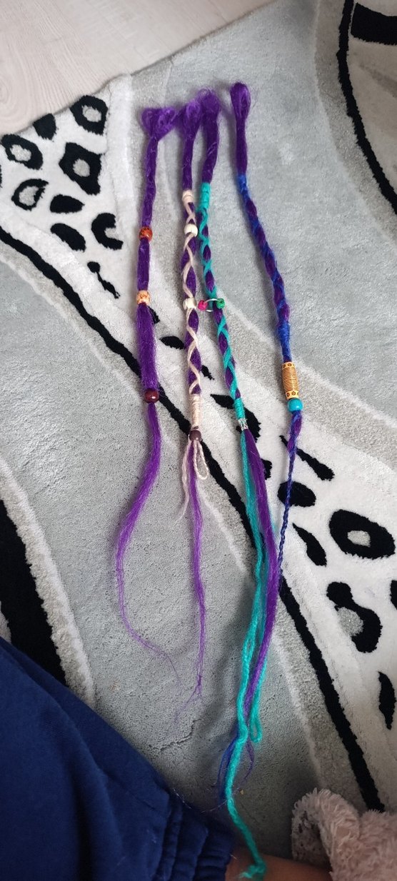 Rasta Mor Püsküllü Örgülü Saç Aksesuarı - Görsel 3