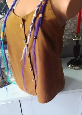 Boncuklu Çok Renkli Örgü Saç Aksesuarı - Görsel 6