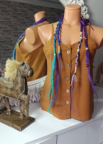 Boncuklu Çok Renkli Örgü Saç Aksesuarı - Görsel 10