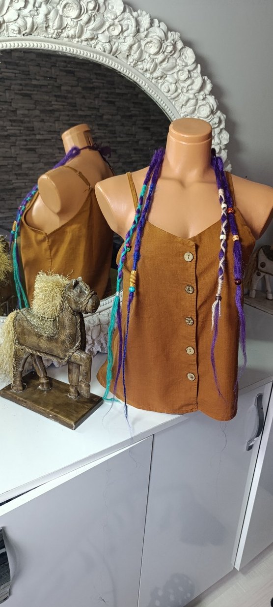 Boncuklu Çok Renkli Örgü Saç Aksesuarı - Görsel 3