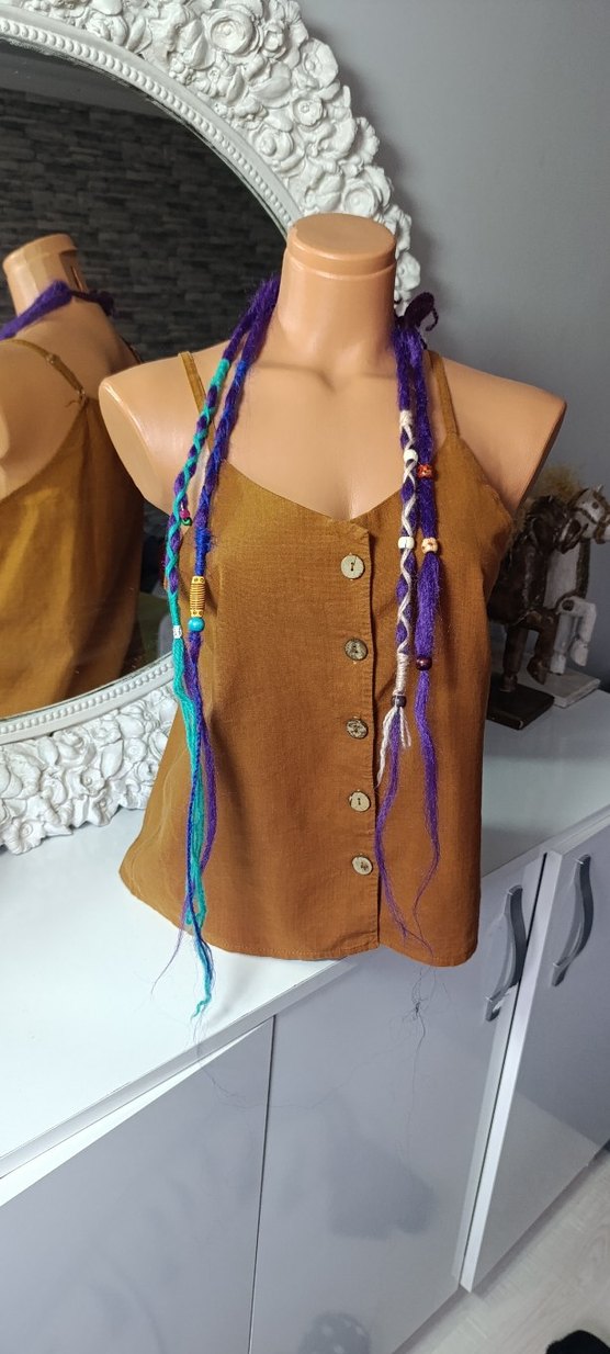 Boncuklu Çok Renkli Örgü Saç Aksesuarı - Görsel 5