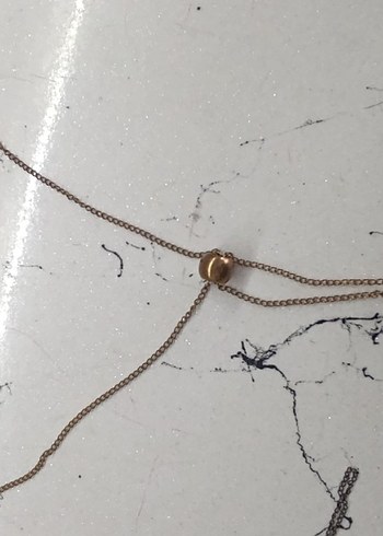 Uzun Zincir Detaylı Altın Renk Kadın Kolye - Görsel 2