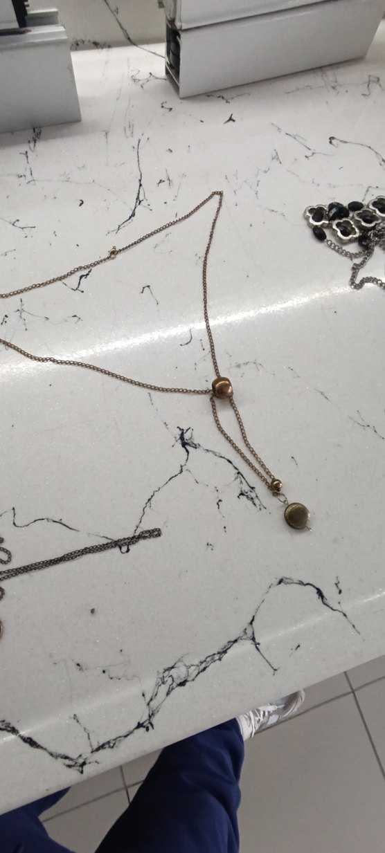 Uzun Zincir Detaylı Altın Renk Kadın Kolye - Görsel 3