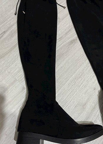 Diğer Siyah Süet Diz Üstü Fermuarlı Bot