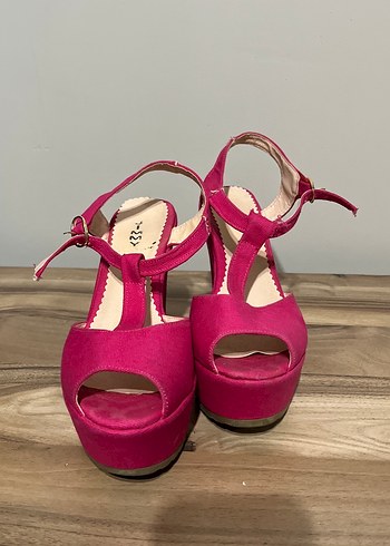 40 Beden pembe Renk Pembe Süet Platform Topuklu Kadın Abiye Ayakkabı