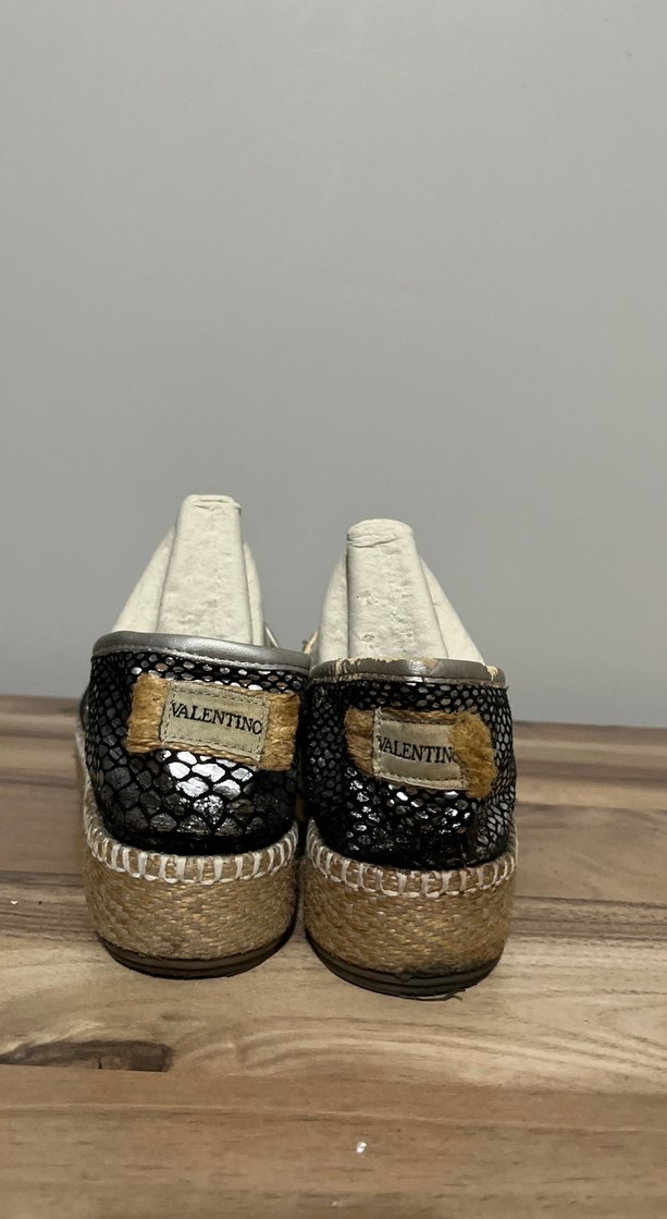 Gri Yılan Desenli Dolgu Topuklu Espadril - Görsel 3