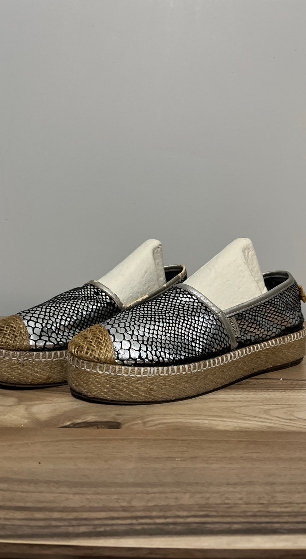 Gri Yılan Desenli Dolgu Topuklu Espadril - Görsel 2