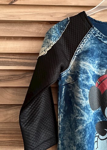 Mickey Baskılı Kot Elbise - Görsel 2