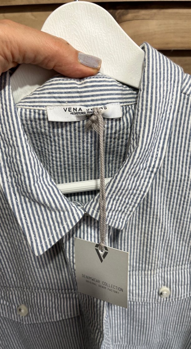 Gri Çizgili Kolsuz Keten Tulum - Görsel 4