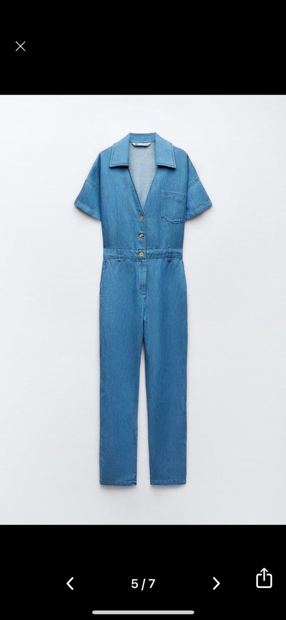 Kadın Denim Tulum V Yakalı Düğmeli - Görsel 2