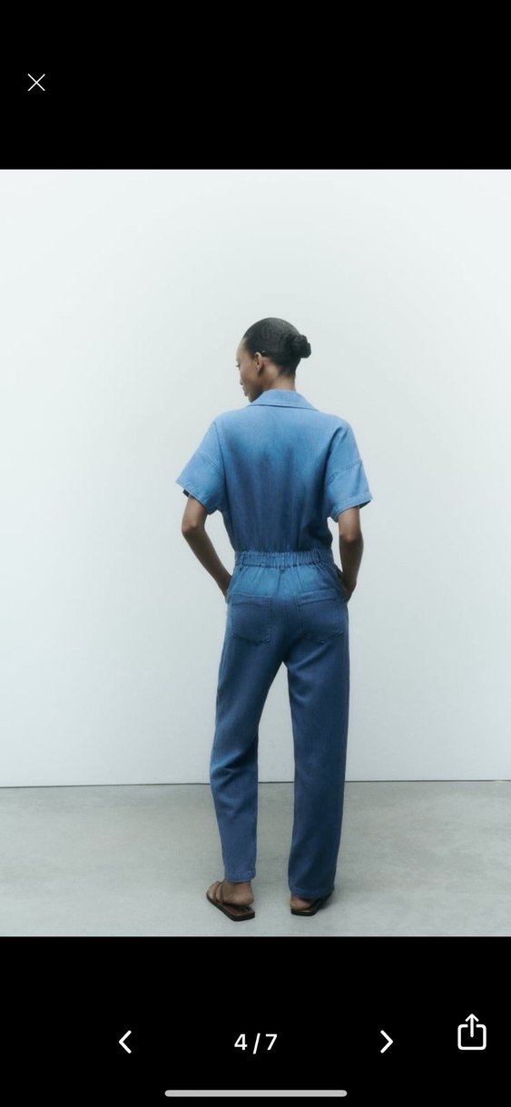 Kadın Denim Tulum V Yakalı Düğmeli - Görsel 5