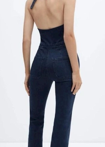 MangoDüğmeli V Yaka Kadın Denim Tulum S-M uyumlu - Görsel 4