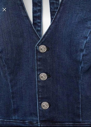 MangoDüğmeli V Yaka Kadın Denim Tulum S-M uyumlu - Görsel 2