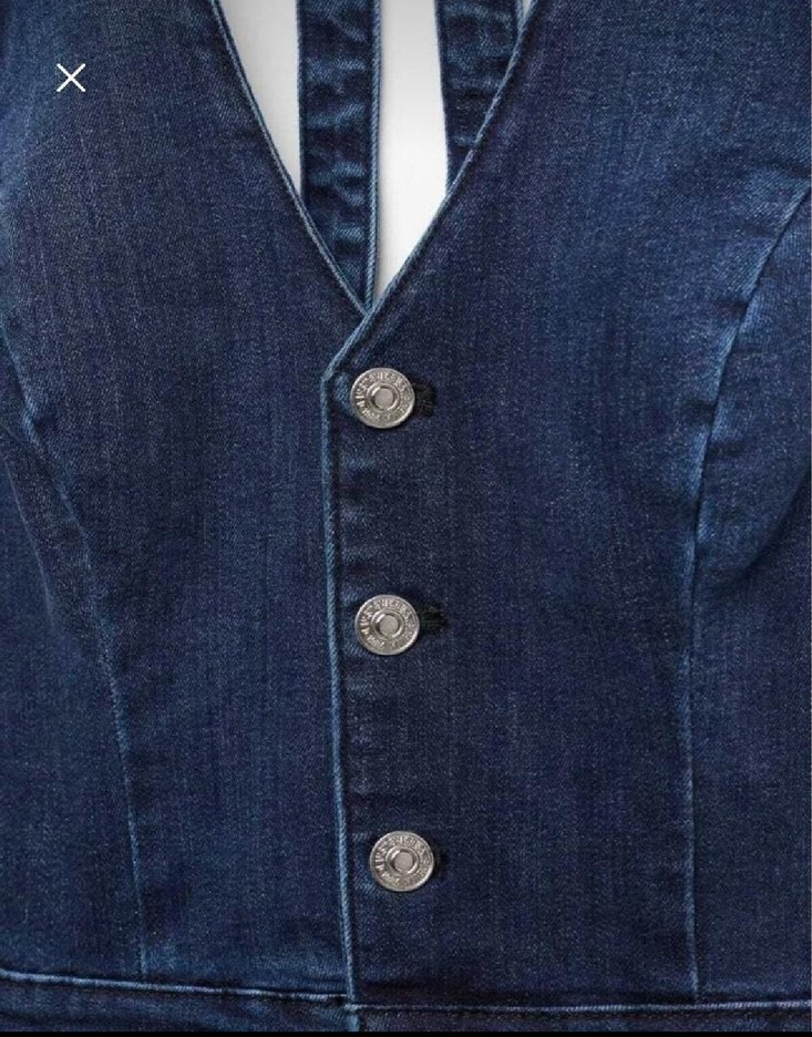 MangoDüğmeli V Yaka Kadın Denim Tulum S-M uyumlu - Görsel 2