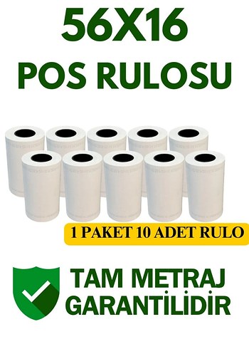 56x16 Pos Yazıcı Rulosu - 10'lu Paket