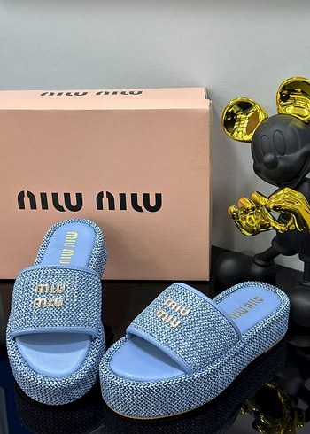 Miu Miu Miu Miu Altın Platform Kadın Terlik