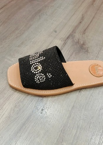 diğer Beden kahverengi Renk Payetli Bohem Tarzı Kadın Terlik