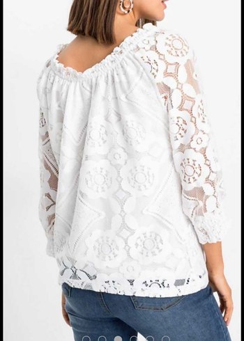 Dantel Detaylı Bohem Beyaz Kadın Bluz - Görsel 2