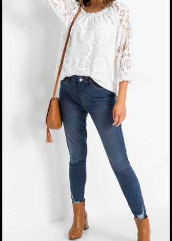 Dantel Detaylı Bohem Beyaz Kadın Bluz - Görsel 3