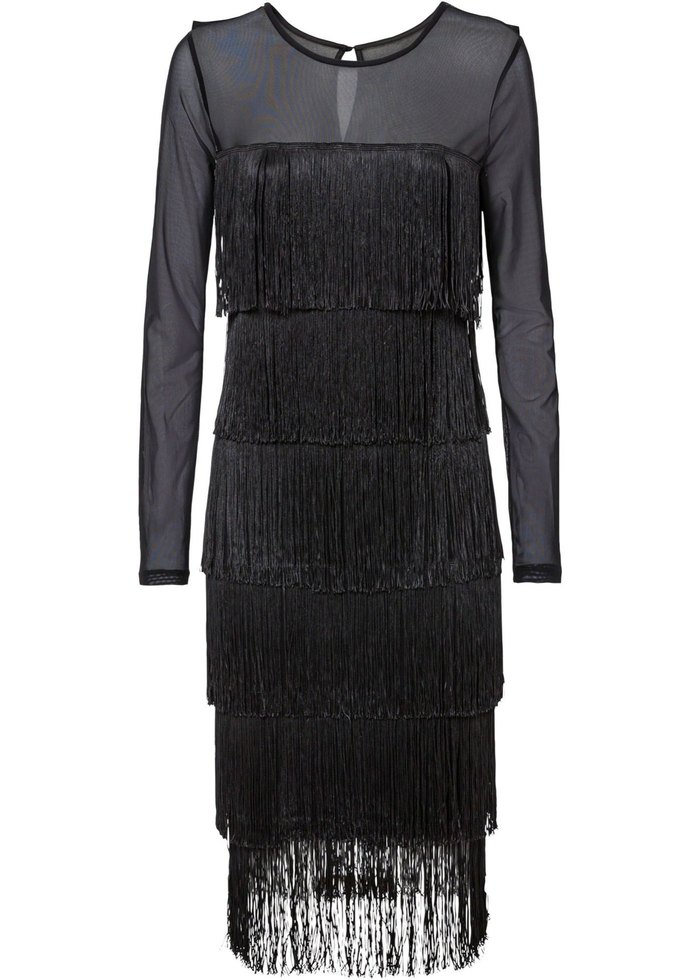 Püsküllü Siyah Uzun Abiye Elbise - Görsel 5