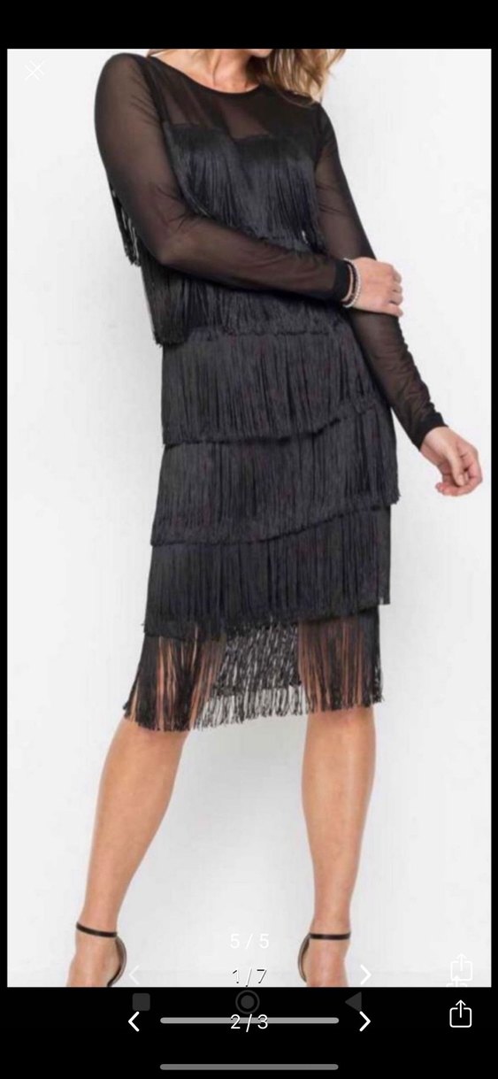 Püsküllü Siyah Uzun Abiye Elbise - Görsel 2