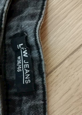 Gri Bol Kesim Kot Pantolon - Görsel 7