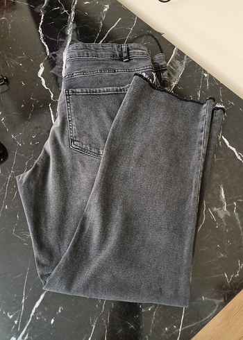 Gri Bol Kesim Kot Pantolon - Görsel 6