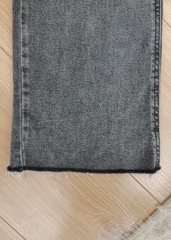 Gri Bol Kesim Kot Pantolon - Görsel 5