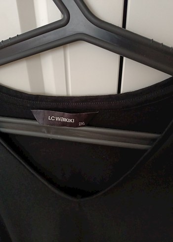 Siyah V Yaka uzun kollu yanlardan yırtmaçlı Kadın penye  tişört. - Görsel 4