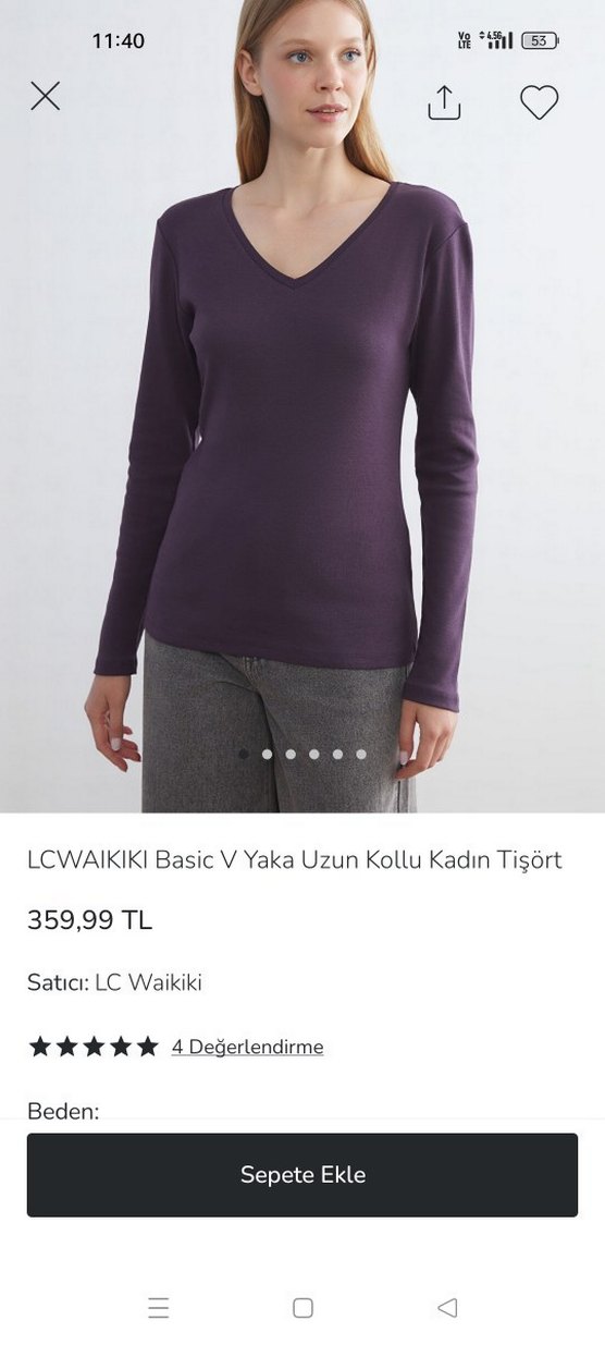 Siyah V Yaka uzun kollu yanlardan yırtmaçlı Kadın penye  tişört. - Görsel 5