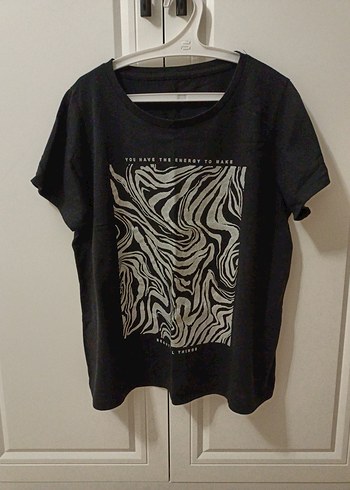 46 Beden siyah Renk Siyah Zebra Desenli 2 XL beden T-shirt