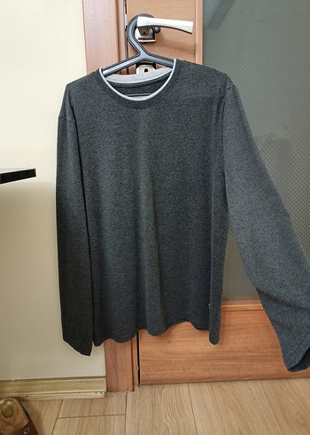 Erkek Uzun Kollu Pamuklu kışlık xl beden Gri  tişört. - Görsel 2