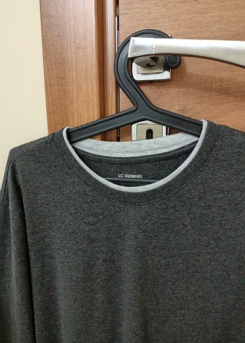 Erkek Uzun Kollu Pamuklu kışlık xl beden Gri  tişört. - Görsel 3