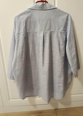 46 beden mavi Çizgili 4/3  Kol boyunda  Pamuklu Gömlek - Görsel 7