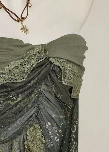 s Beden Kayışlı Straplez Kısa Batik Desenli Yelek