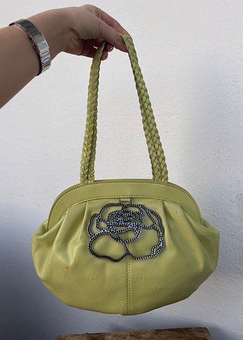 Sarı Nakışlı Deri Kadın Çanta - Görsel 3