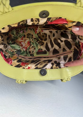 Sarı Nakışlı Deri Kadın Çanta - Görsel 5