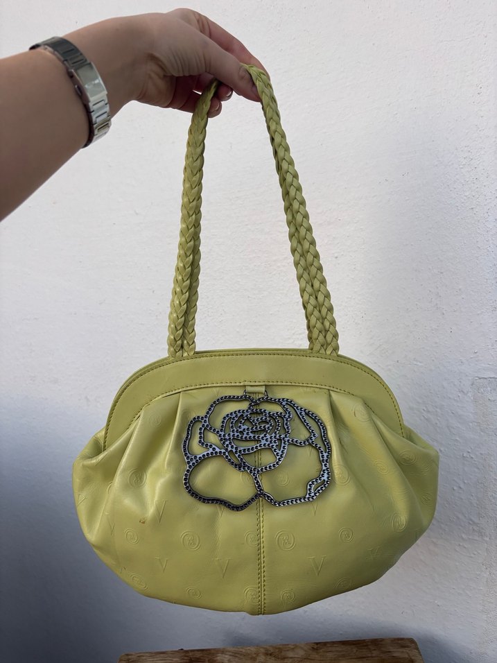 Sarı Nakışlı Deri Kadın Çanta - Görsel 3